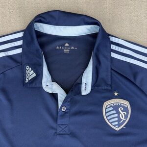 Adidas Sporting KC Kansas City Polo Jersey Men's 2XL Collar Patch Logo Soccer